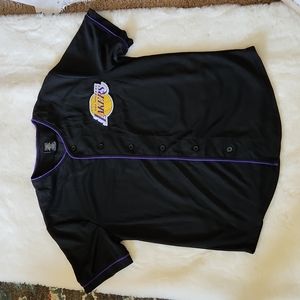 Los Angeles LA Lakers Baseball #48 Jersey Button Shirt Black Size Small